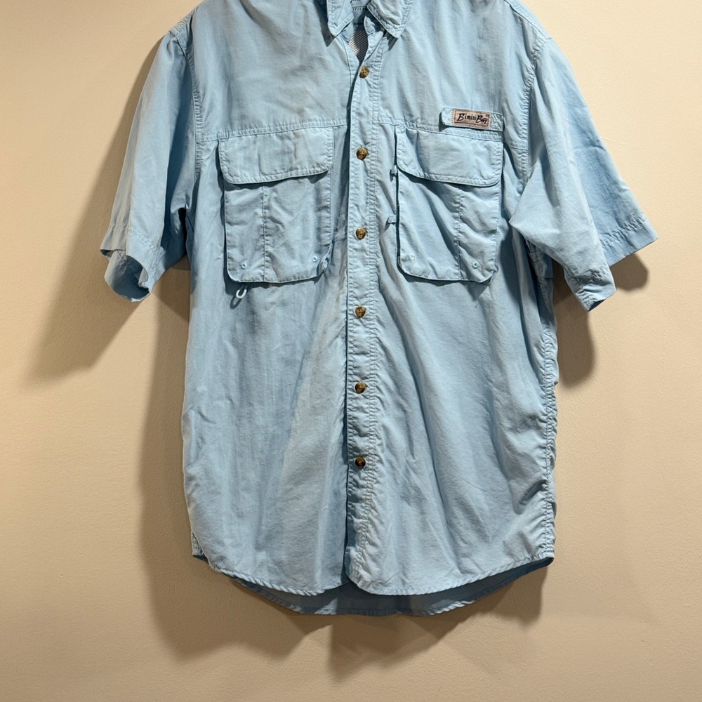Bimini Bay‎ Outfitters Men's Sky Blue Fishing Button Down Shirt Size S